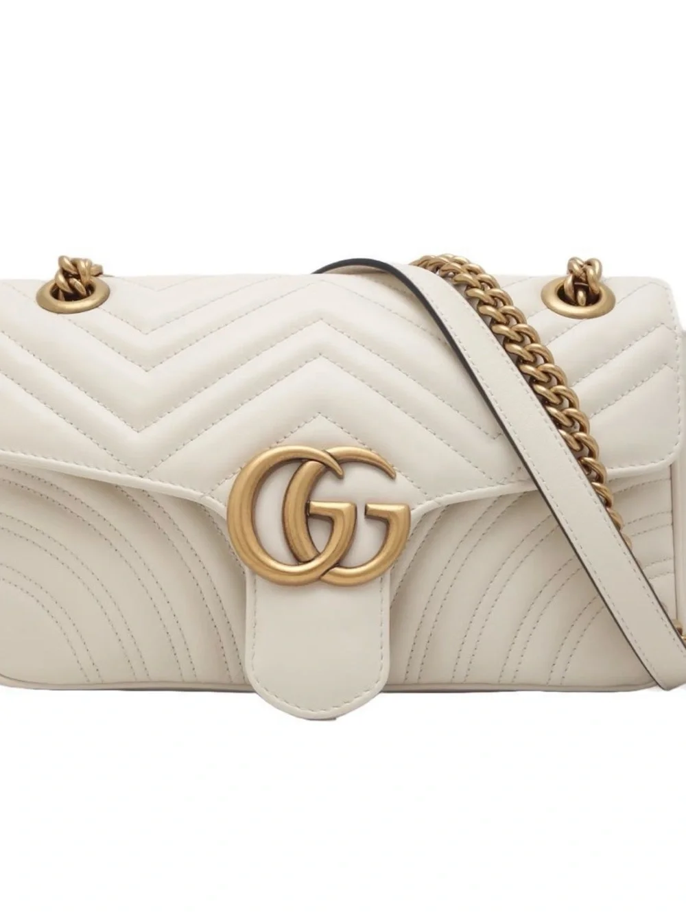 Gucci Small GG Marmont Shoulder Bag in Off-White with Gold Hardware - Picture 2 of 4